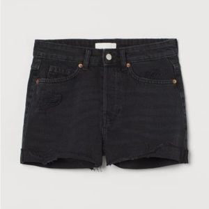 H&M High-Waisted Black Denim Shorts